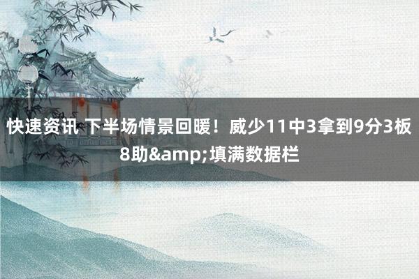 快速资讯 下半场情景回暖！威少11中3拿到9分3板8助&填满数据栏