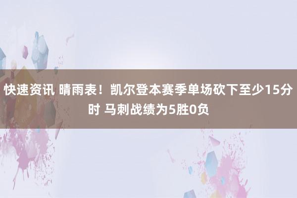 快速资讯 晴雨表！凯尔登本赛季单场砍下至少15分时 马刺战绩为5胜0负