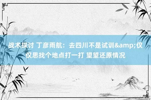 战术探讨 丁彦雨航：去四川不是试训&仅仅思找个地点打一打 望望还原情况