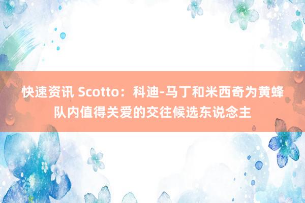 快速资讯 Scotto：科迪-马丁和米西奇为黄蜂队内值得关爱的交往候选东说念主