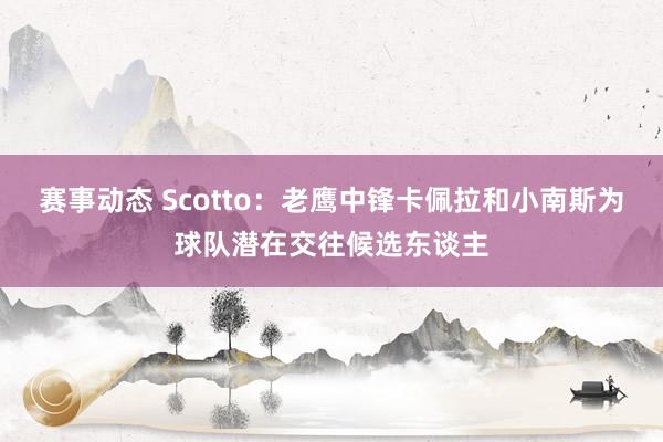 赛事动态 Scotto：老鹰中锋卡佩拉和小南斯为球队潜在交往候选东谈主